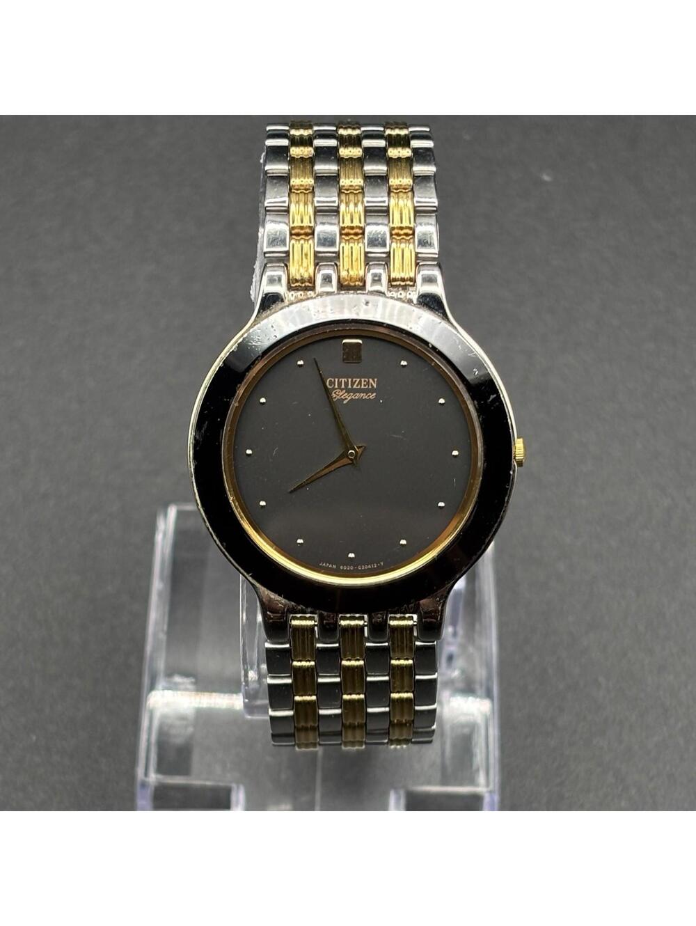 Citizen Elegance Two Tone Black Dial Quartz Minimalist Dress Watch 6020-G05696